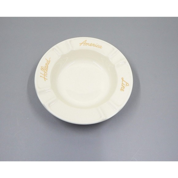 Holland America Line Porcelain Ashtray Dish Royal Sphinx Maastricht Cream Gold - Picture 1 of 8